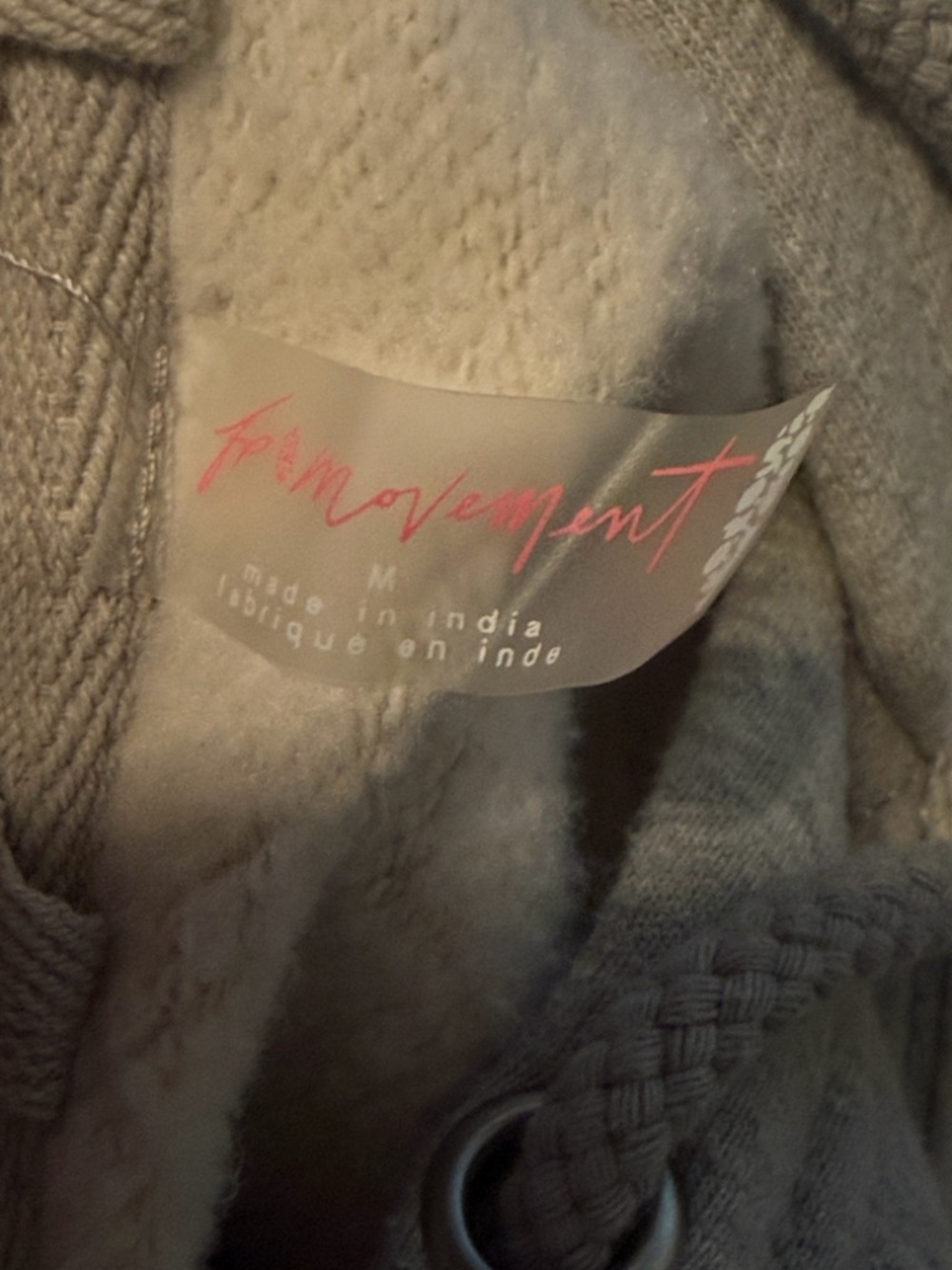 FP Movement by Free People Light Gray Hoodie with Red Graphic and Orange Stripes - Picture 2 of 4